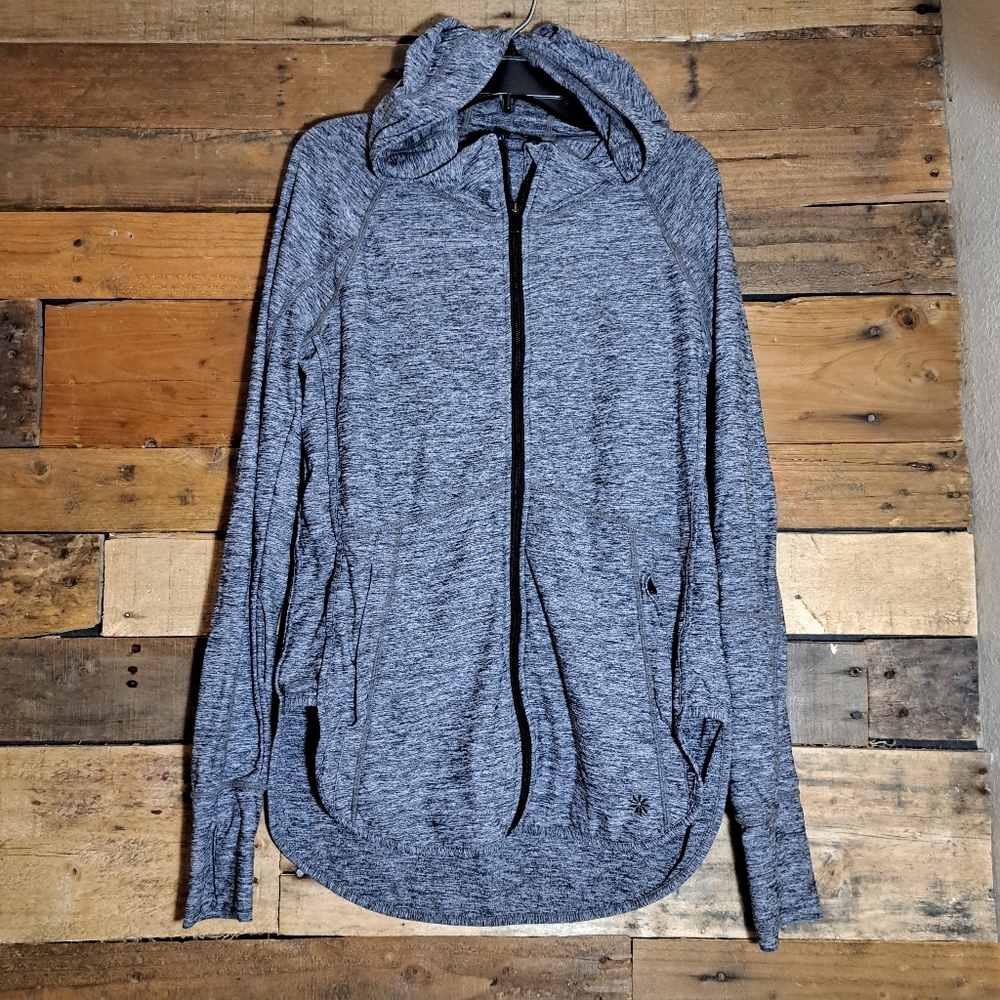 Athleta Jacket Womens XS Baja UPF Heather‎ Gray Full Zip Hooded Beach Workout